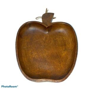 Wood Apple-Shaped Bowl or Wall Art with Leather Strap